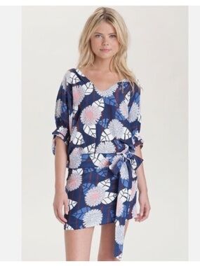 Diane Von Furstenberg DVF Edna Dolman Sleeve Floral Silk Dress